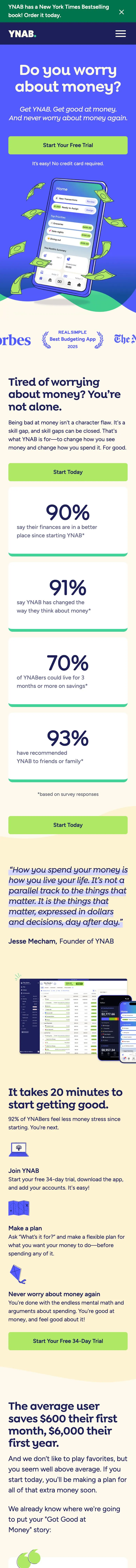 YNAB — Landing page