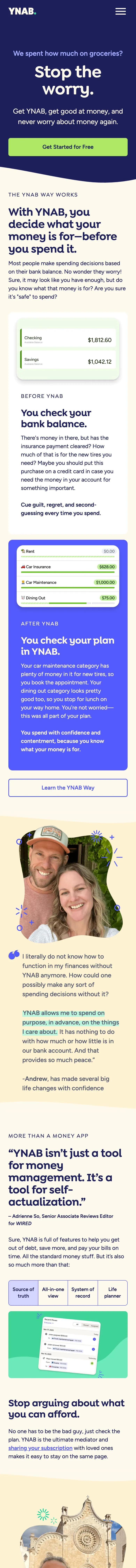 YNAB — Landing page