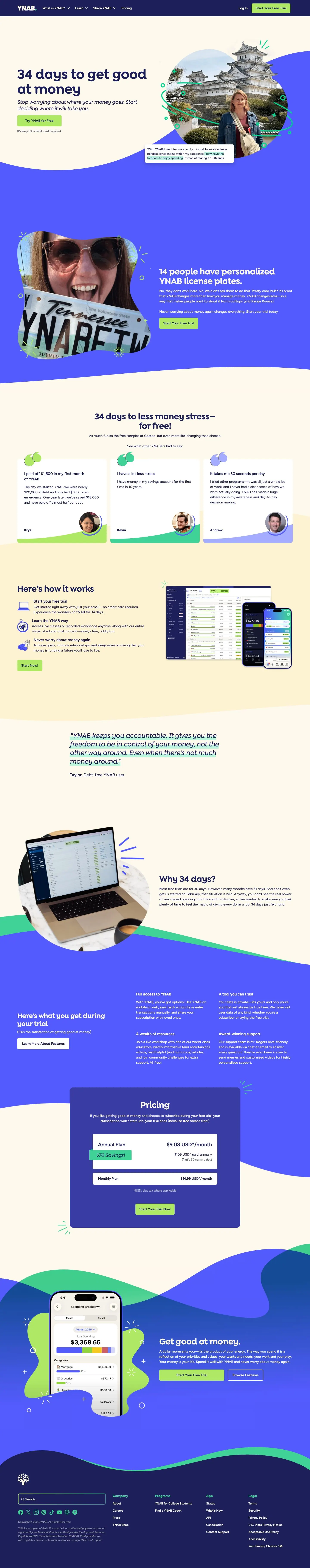 YNAB — Landing page