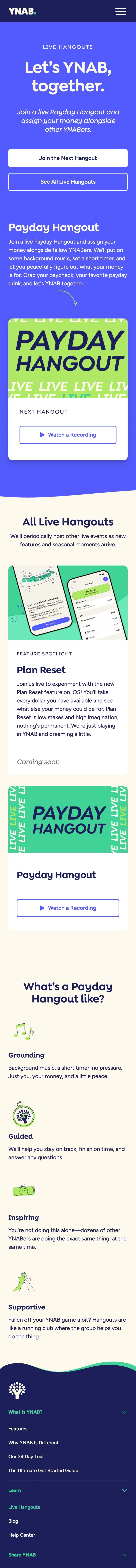 YNAB — Landing page