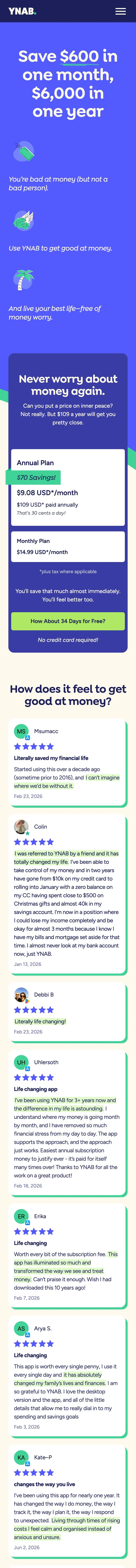 YNAB — Pricing
