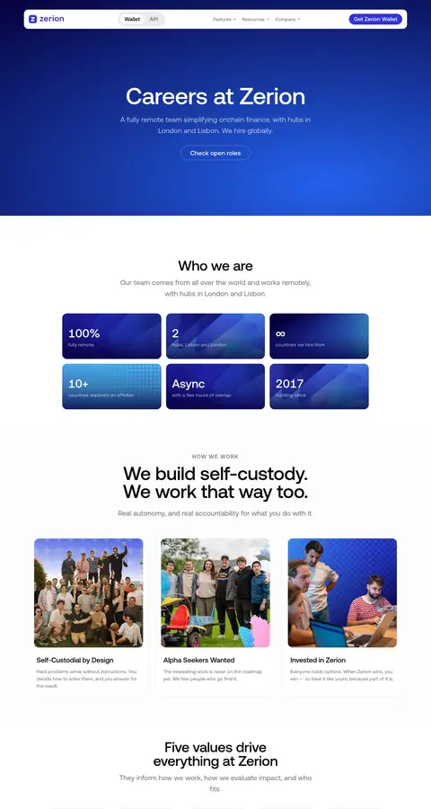 zerion.io — Vakansiyalar